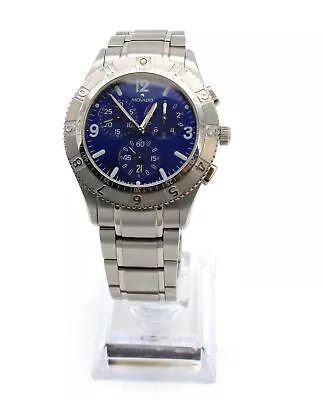Movado Gentry Chronograph Stainless Steel 38mm Blue Dial Wristwatch # WB674-2 • $55