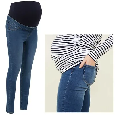 Maternity New Look Over Bump Skinny Jeggings Blue Sizes 8 10 12 • £7.49