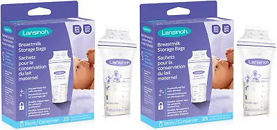 2 X Lansinoh Breastmilk Storage Bags 25 • £14.09