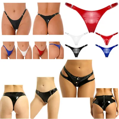 £8.39 • Buy Women's Sexy PVC Leather Thongs Mini G-String Wet Look Briefs Panties Underwear