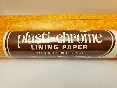 Vintage MCM ORANGE Roylcraft Plasti-chrome Lining Paper Shelf Roll NOS & Partial • $28.99