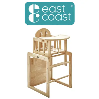 £82.95 • Buy East Coast Nursery Combination Natural Highchair Baby & Toddler Wooden Highchair