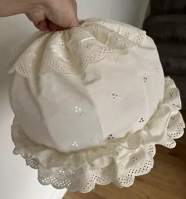 Vintage M&S Lamp Shade Cream Beige Brodie Anglaise Lacey Frilly Cottage Country • £19.99