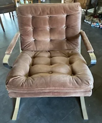 1970s Bernhardt Flair Flat Bar Chrome Armchairs - A Pair • $4800