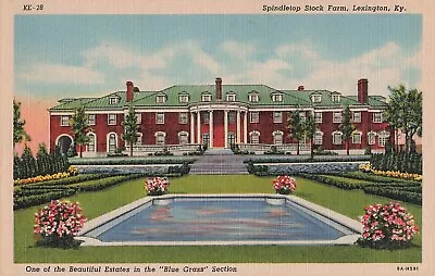 Lexington Kentucky Postcard Spindletop Stock Farm Estate Blue Grass  C1938    K2 • $4.99