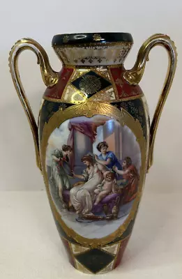 Antique Royal Vienna Porcelain Double Handle 10” Vase ~Beehive Mark • $89.99