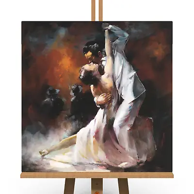Tango Dance Dancers Dancing Canvas Picture Print Modern Wall Art Orange Ballet • £11.99