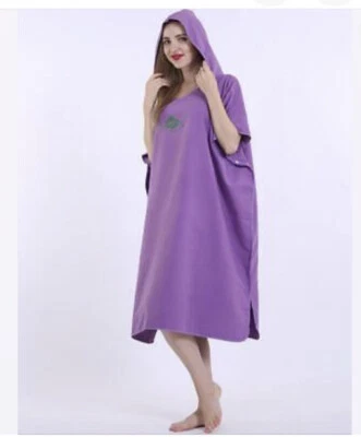 £10 • Buy Changing Robe Towel Bath Hooded Quick Dry Towel Poncho Bathrobe Beach Diving