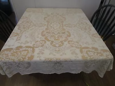 Vintage Ivory Quaker Lace Tablecloth #5180 42x65 • $3.99