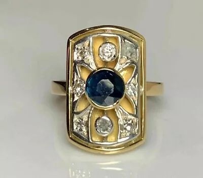 Vintage Style Engagement Ring 14K Yellow Gold Plated 2 Ct Lab Created Sapphire • $97.30