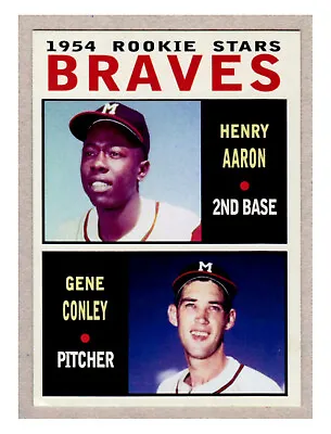 Hank Aaron & Gene Conley '54 Milwaukee Braves Rookie Stars Pastime #8 /NM+ Cond. • $8.95