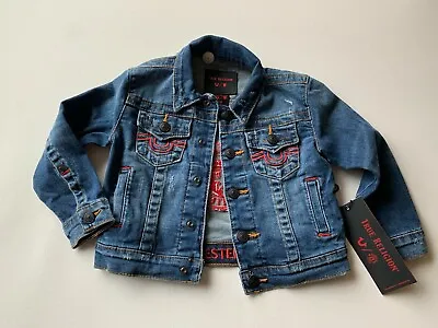 True Religion Girls Size 2T TR X Manchester United Trucker Jacket Vintage Wash • $35