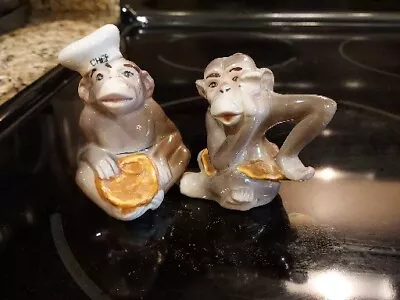 Vintage Japan Monkey Chef Victoria Ceramics Salt Pepper Shakers • $8.95