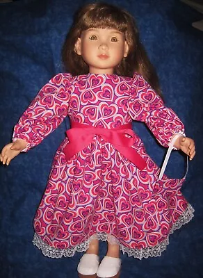 Valentine Swirling Hearts Dress-Lace Ribbon And Purse Fits 23  My Twinn Doll • $15.99