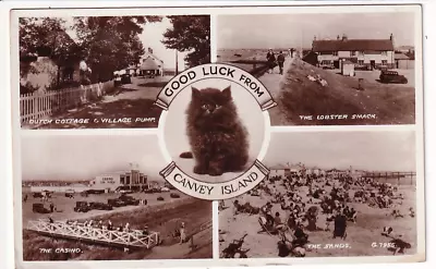 A Valentine's Real Photo Multiview Post Card Of Good Luck From Canvey Island. • £1.75