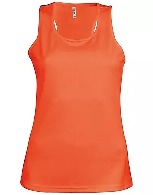 Ladies Sports Vest Womens Tank Top Lightweight Quick Dry Racer Back Fitness Tops • £12.99