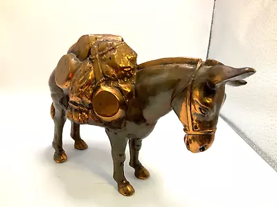 VINTAGE 1940s Phil Di Napoli Pack Mule Gold Minning Donkey Heavy Copper Statue • $217.49