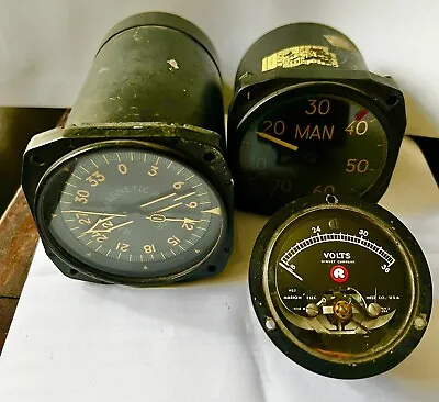 Vntg US Military Aircraft Instruments Pioneer Marion Eclipse Bendix Lot Of 3 • $427.44