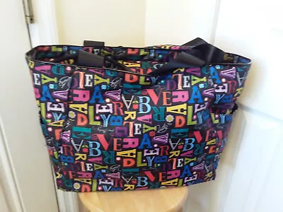 VERA BRADLEY Large Letters TOTE 17.5  X 14  X 7.5  Pockets Zip Closure TR293 • $30