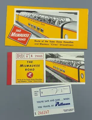 1960s MILWAUKEE ROAD Railroad Train TICKET Cover & Envelope VINTAGE • $14