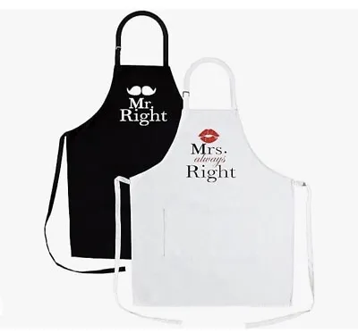 Mr And Mrs Right Aprons By Nomsum New • £4.49