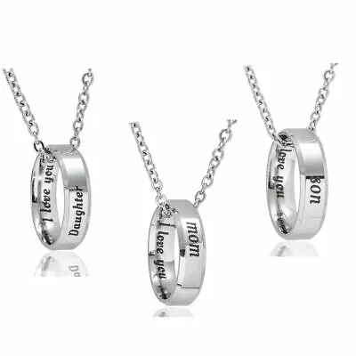 1pc Stainless Steel Ring Necklace Mom And Daughter Son Mother I Love You Family • $14.98