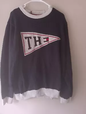 Vintage Tommy Hilfiger Size XL Heavy Knit Logo  Sweater Blue Varsity • $20