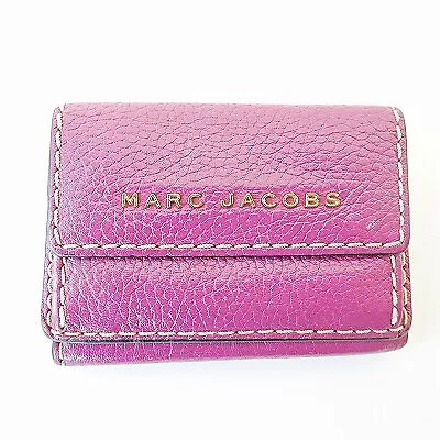 Marc Jacobs The Grind Compact Mini Wallet Trifold Leather Purple 1207 • $105.99