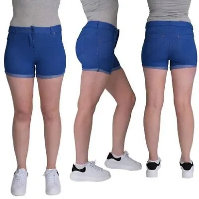 Stretchy Sexy Denim Shorts Ladies Women Summer Girls Beach Cotton Pants 10-22 UK • £8.99