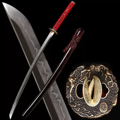 US Handmade Katana Sword Clay Tempered T10 Steel Blade Rzaor Sharp Battle Ready • $99.99