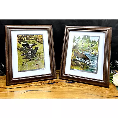 Vintage R.H. Palenske Gold Foil Etching Wildlife Hunting Framed Prints Artwork • $32