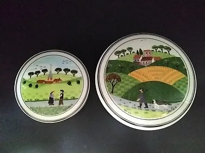 Lot Of 2 Villeroy Boch Trinket Boxes Hunter With Dog Couple Countryside  • $20