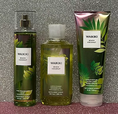 £28.80 • Buy Bath And Body Works Waikiki Beach Coconut Trio Full Size Mist, Cream, Shower Gel