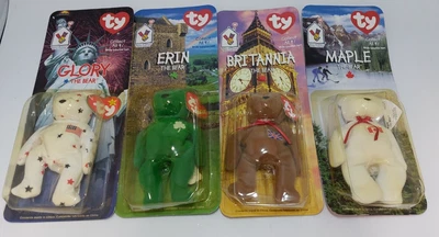 £10 • Buy McDonalds Ty Beanie Babies Set: Glory, Erin, Maple, Britannia Bears (GA48436)