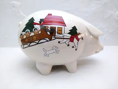 Christmas Pig  Piggy Bank  Mason's Christmas Village - Ironstone Made In England • $10.76