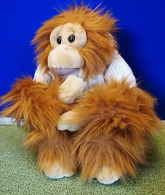 Keel Toys 12  Fluffy Seated Orangutan Wearing Cream Wooly Jumper.  • £10