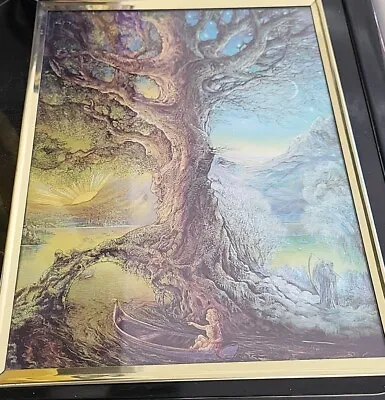 Framed Foil Art Father Time Tree Vintage  • $19.99