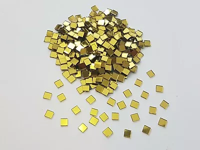 1000 Pieces Gold Glass Mirror Tiles Approx 0.5 X 0.5 Cm 1mm Thick Art&Craft • £9.99