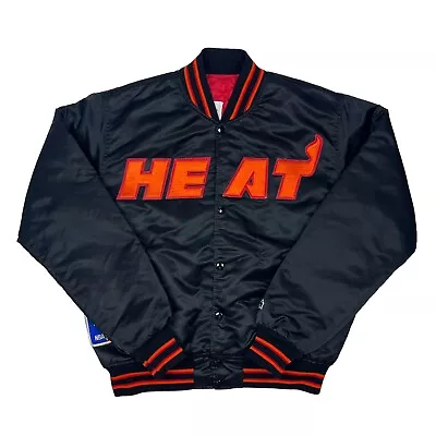 Vtg Rare Miami Heat Orange Logo Starter Satin Bomber Jacket Mens Large  • $450