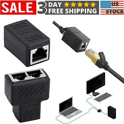 RJ45 Network Cable Extender Splitter Adapter 1 To 2 Ways CA5-7 Ethernet Connecto • $5.79