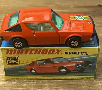 Matchbox 🏁 Superfast 🏁 Diecast Box #62 🚨 Renault 17 Tl 🚨 1974 Vtg In Og Box! • $14.99