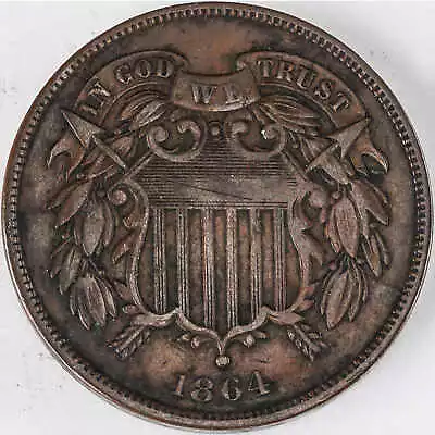 1864 Large Motto Two Cent Piece VF Very Fine 2c Coin SKU:I12376 • $34.99