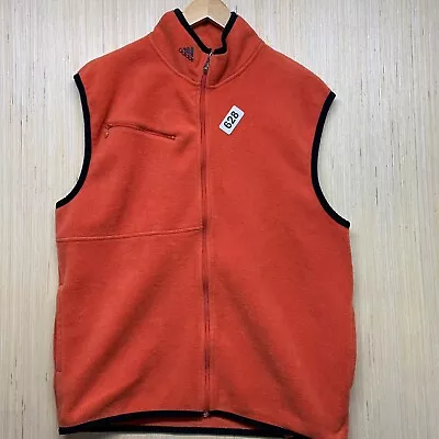 Vintage Adidas Vest Adult Size Large Orange Sleeveless Men's Full Zip Up • $22.55