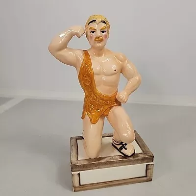 Vintage Circus By David Straus Taste Setter Sigma  Ceramic Wrestler Storage Jar • $149.95