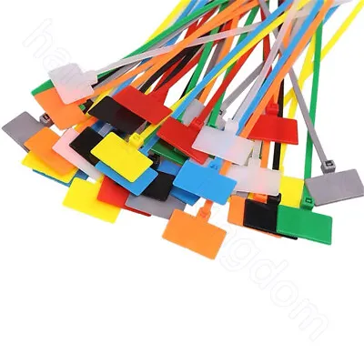 Cable Ties With Label Tag Nylon Zip Tie Multicolor Width 2.5mm 3mm L:100-200mm • £2.63