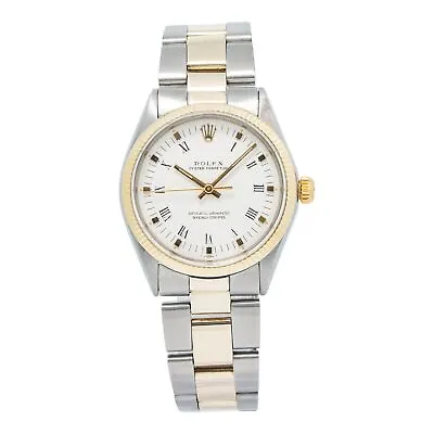 Rolex Oyster Perpetual 1005 18k YG Two Tone Roman White Dial Auto Unisex 34mm • $3495