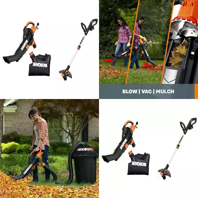 3 In 1 Blower Mulcher Vacuum W/ Leaf Collection System Vac Collector Worx Leaves • $212.71