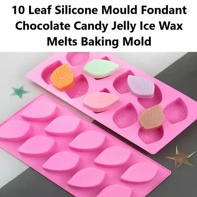 LEAVES Large X 10 Silicone Fondant Cake Mold Mould Chocolate Candy Wax Melt • £5.50