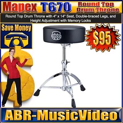 Mapex T670 600 Series Round Seat Drum Throne • $94.95