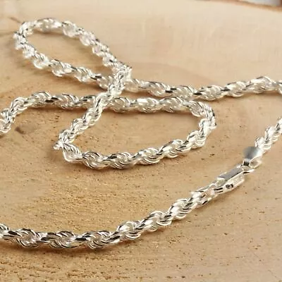 Solid Sterling Silver Italian Rope Chain Mens 925 Necklace 4mm - Made In Italy • $75.21